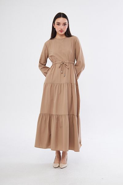 brako tekstil Women's Zero Neck Waist Tie-Up Folded Dress