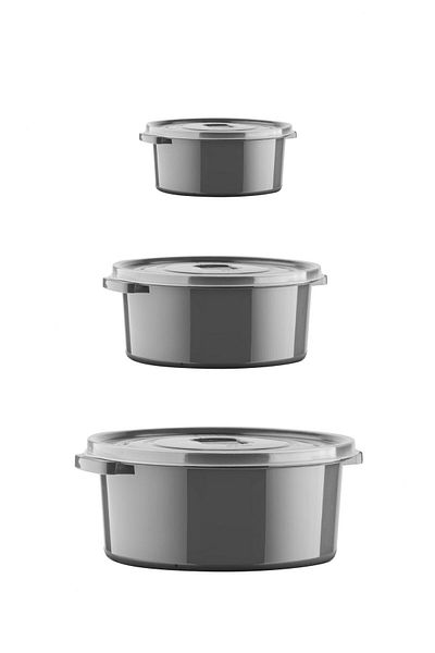Nandy Home Set of 12 Anthracite Round Storage Containers for Microwave and Freeze