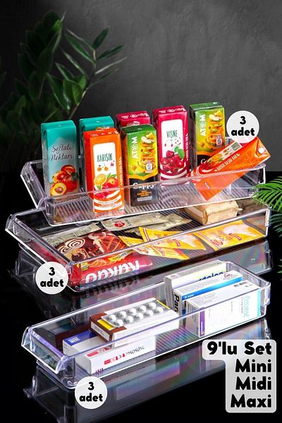Nandy Home Σετ 9 New Clear Refrigerator & Casin Organizer