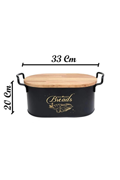 Bayev Metal Bread Box with Cutting Board - Black Decorative Bread Storage Box