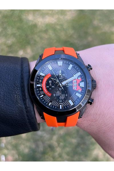 Reward RA143912 Reward Ion Plated Case Silicone Cord 3 Atm Water Resistant Men's Wristwatch