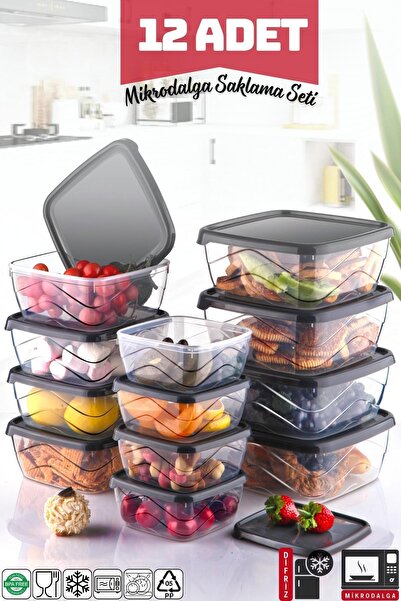 Nandy Home Kare Saklama Kabı Seti 12'Li - Mikrodalga/Difriz Kullanımına Uygun...