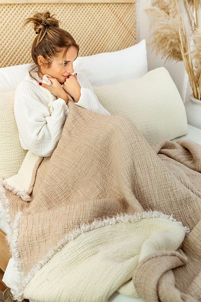 destinyhometex Mink 6 Layers Muslin Double 220x240 Quilt/2 Pieces 50x70cm Pillow Case 6 Layers Multi Muslin