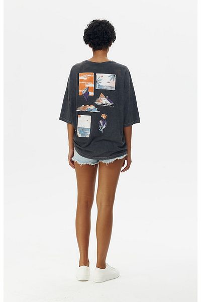 Mia Oversize Nature Printed T-Shirt - Anthracite