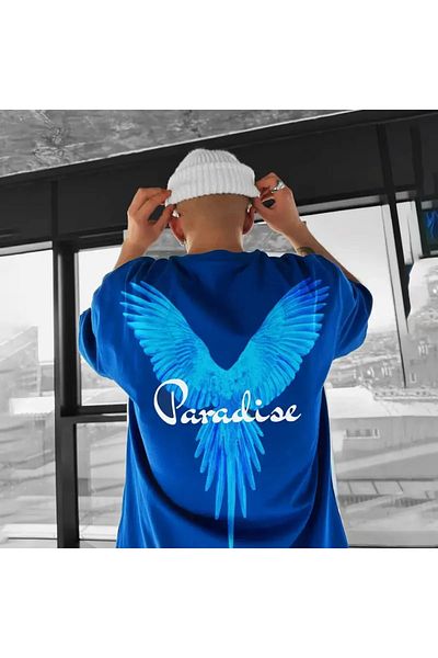 Machetta Μπλουζάκι Unisex μεγάλου μεγέθους Paradise με στάμπα Oversize