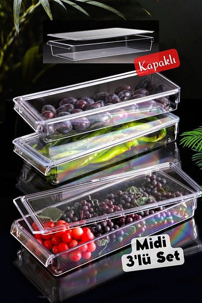 Nandy Home Καλυμμένο Midi New Clear Organizer Ψυγείου & Ντουλάπας 3 Τεμάχια