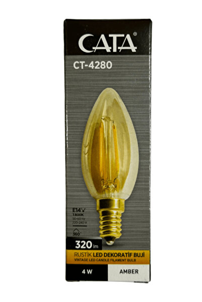 Cata CT-4280 4W 1800K (Amber) E14 Duylu Rustik Led Dekoratif Ampul
