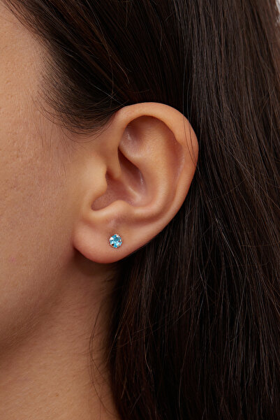 Elika Silver Kadın Tek Taş Model 925 Ayar Gümüş Küpe