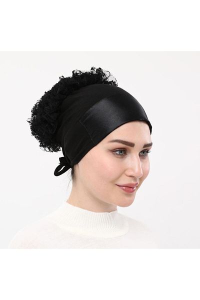 Sensu Γυναικείο Hijab Satin Ruffle Bonnet Daily Hijab Bonnet έτοιμο τουρμπάνι