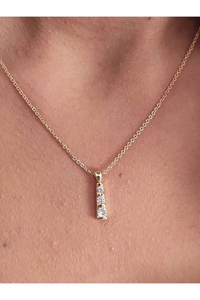 TÜKKAN ACCESSORİES GOLD 3 SIZE SQUARE ZIRCON STONE NECKLACE-KOL166
