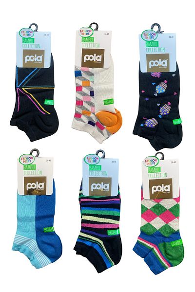 socksbox 6 ζευγάρια πολύχρωμα γυναικεία μποτάκια από μπαμπού χωρίς ραφή Κάλτσες/36-40/pl4210