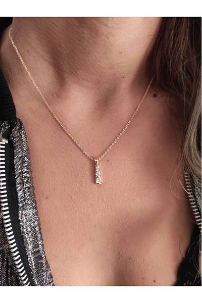 TÜKKAN ACCESSORİES GOLD 3 SIZE SQUARE ZIRCON STONE NECKLACE-KOL166