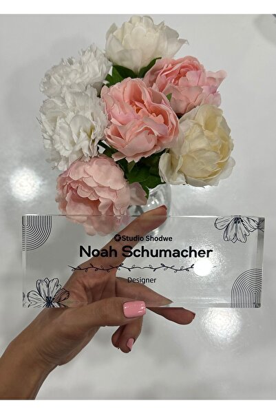 Gold Garden Flowers Pleksi(AKRİLİK)masa Isimliği,kişiselleştirilmiş,farklı,iş,ofis,terfi,doktor,avukat,müdür Hediyesi