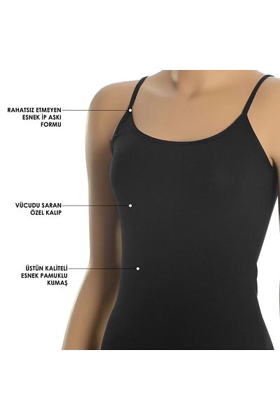 Ceylanoğlu Women's 100% Cotton Ribbed Satin Rope Strap Tank Top
