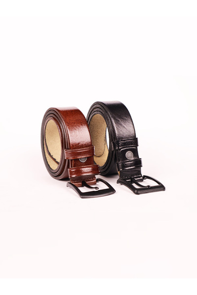 Home 100% Genuine Leather Leather Brown and Black Men's Belt 3 Cm Campaign