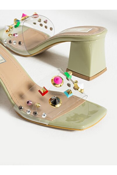 Alemdar Shoes Γυναικείες παντόφλες SUZİ Mint Green Color