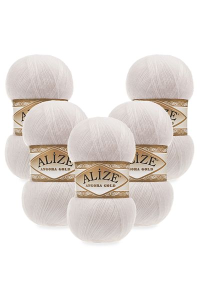 Alize Angora Gold 5-Piece 599 Ecru Hand Knitting Yarn