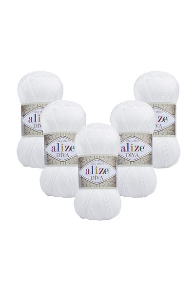 Alize Νήματα πλεξίματος Diva 5 τεμαχίων 055 Λευκό
