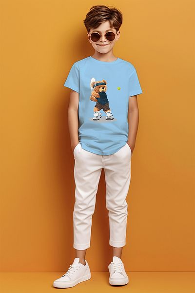 ADABEBEK Tricou pentru băieți cu imprimeu Ursuleț care joacă tenis
