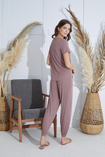 Sevim Дамски комплект пижама от норка с къс ръкав C0T1N951