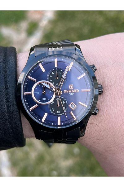 Reward RA144760 Reward Ion Plated Case Steel Cord 3 Atm Water Resistant Men's Wristwatch