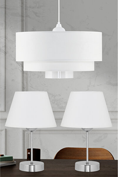 Emg DesiGn 3-Tier Modern Chandelier with Fabric Headboard and 2 Lampshade Set for Bedroom, Children's Room, Living Room, Kitchen Hall