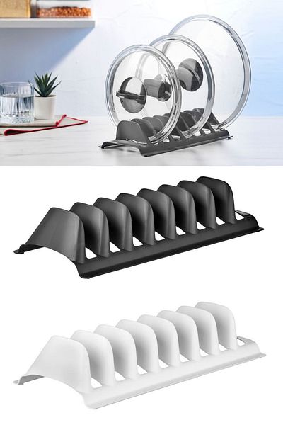 Rapt 2 Pieces Pot Lid and Plate Organizer - 7 Compartments Pot Lid Plate Organizer Lid Holder Rack