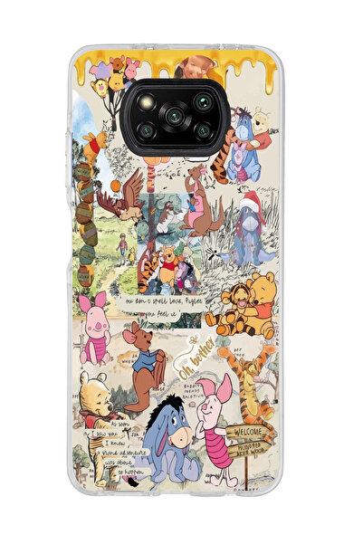 Magic Ring Poco X3 Pro / X3 NFC Uyumlu Winnie The Pooh Kolaj Tasarımlı Şeffaf...