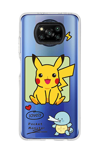 Magic Ring Poco X3 Pro / X3 NFC Uyumlu Pokemon Pikachu Tasarımlı Şeffaf Telef...