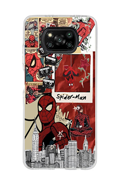 Magic Ring Poco X3 Pro / X3 NFC Uyumlu Örümcek Adam Kolaj Tasarımlı Şeffaf Te...