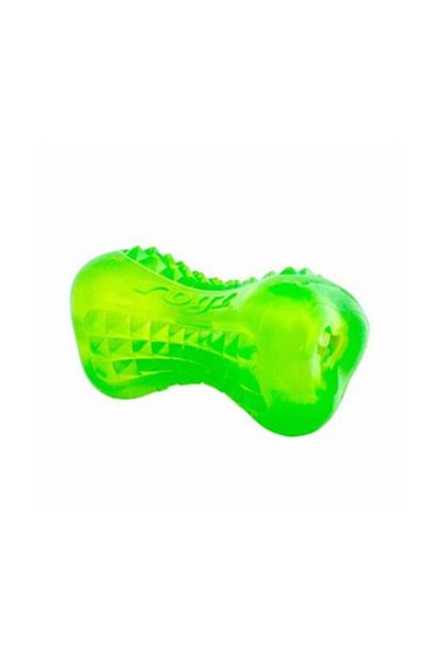 Rogz Toyz Yumz Treat لعبة كلب بلاستيكية خضراء - العناية بالأسنان والمضغ، صغيرة 8.8 سم