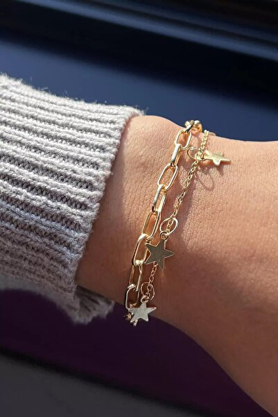 Stone Family سوار سلسلة ذهبي اللون بأشكال مختلطة