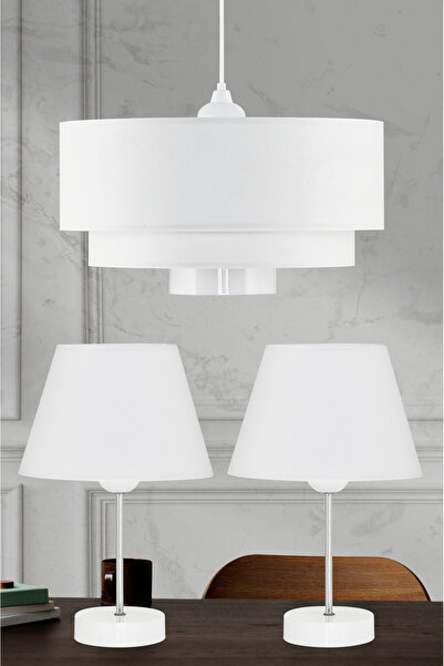 Emg DesiGn 3-Tier Modern Chandelier with Fabric Headboard and 2 Lampshade Set for Bedroom, Children's Room, Living Room, Kitchen Hall