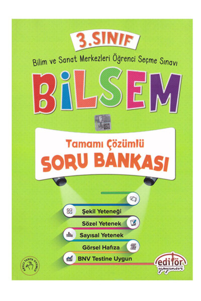 Editör Yayınevi 2024 Editör 3.Sınıf BİLSEM Tamamı Çözümlü Soru Bankası
