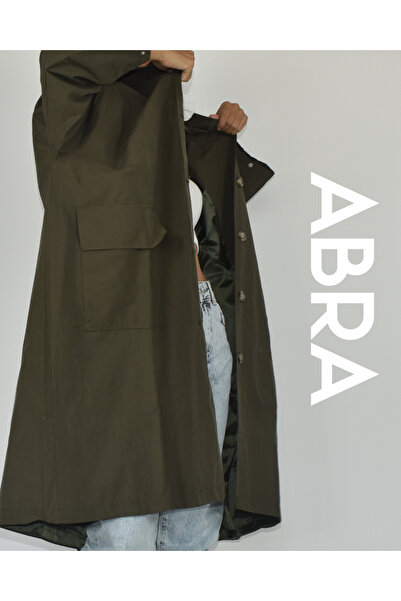 iplik natural boheme Kadın Haki Astarlı Trençkot