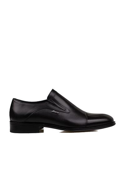 Fosco Black Genuine Leather Laceless Classic Shoes