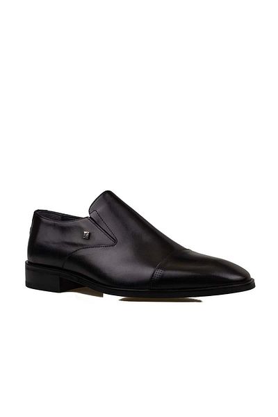 Fosco Black Laceless Genuine Leather Neolit Men's Classic Shoes