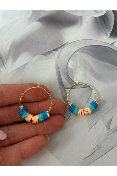 HERCY Colorful Fimo Beaded Mini Hoop Earrings