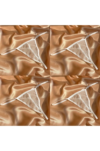 Maly Love Дамски бял 4-компонентен еластичен дантелен танга