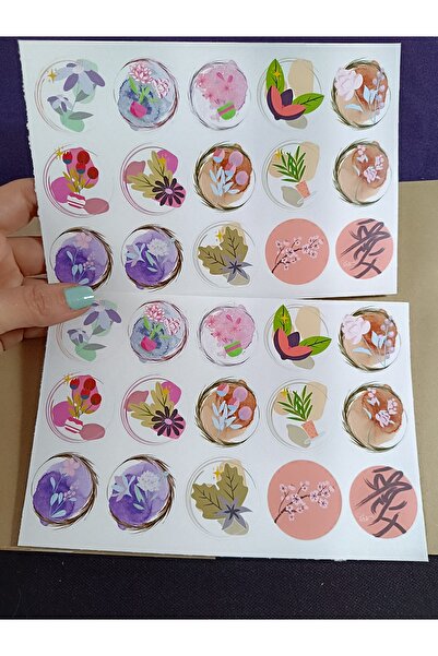 Pink Swan Craft Etichete cu tăietură rotundă cu model de flori de epocă (15 m...