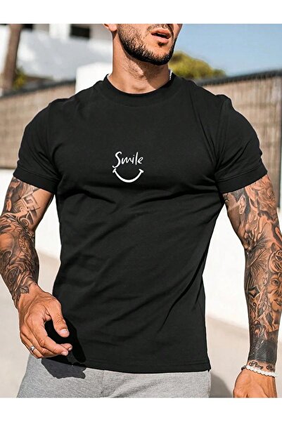 MODASHOT Μπλουζάκι Unisex Black Smile Printed Oversize