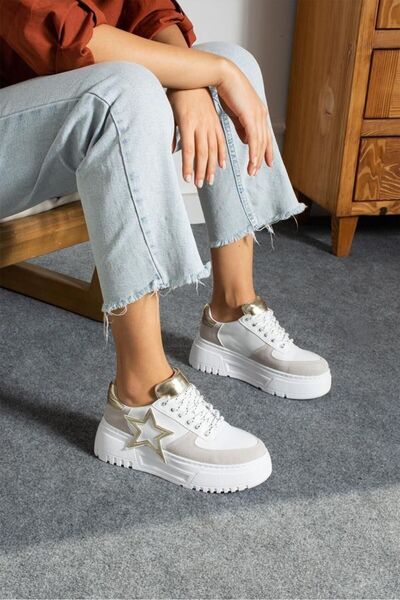 DUXAL SHOES Estelle Women's Sneaker High Sole Lace-up Star Detail Sports Shoes