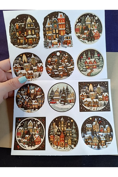 Pink Swan Craft Set de autocolante rotunde și pătrate de Anul Nou Scrapbook, ...