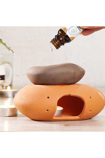 Mitr Özel Tasarım El Yapımı Çakıl Taşı Temalı Kiremit Buhurdanlık