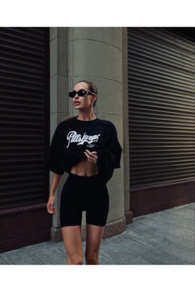 MODASHOT Γυναικείο μαύρο κλασικό μπλουζάκι με στάμπα Oversize