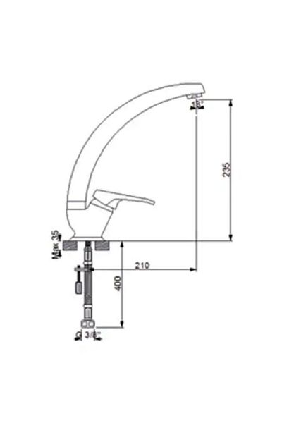 Newarc Ecesan Dream Long Pipe or Sink Chrome Mixer
