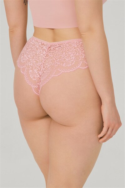 Cottonhill Powder Lace Tulle Detailed Plus Size Women's Brazilian Panties