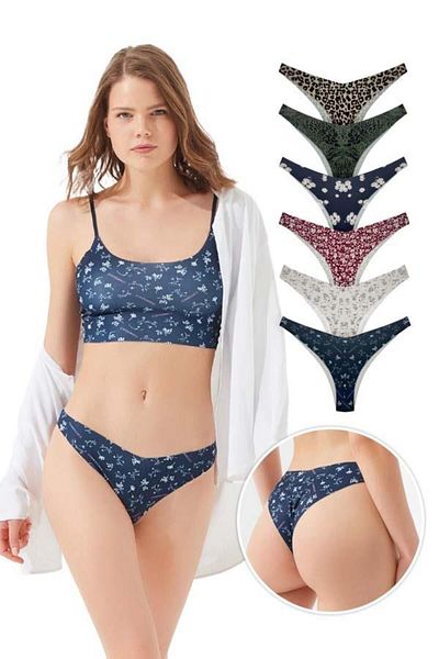 Cottonhill Γυναικεία βραζιλιάνικα εσώρουχα Basic με σχέδιο Laser Cut 6-pack