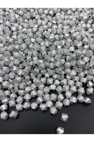 Hedef Bijuteri 100 جرام 10 مم خرز هرمي فضي اللون، صناعة المجوهرات، خرزة حقيبة...
