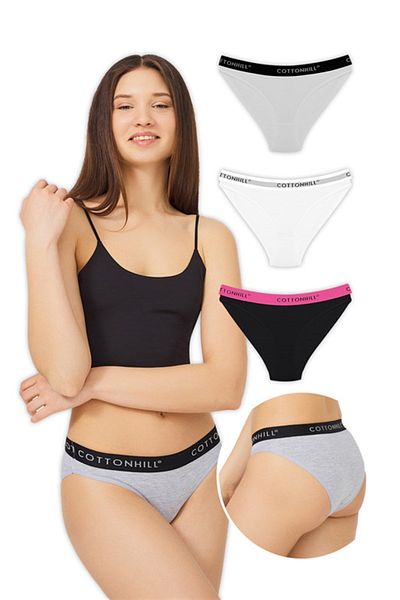 Cottonhill Chiloți de bikini pentru femei din bumbac Basic Pachet 3 - 4
